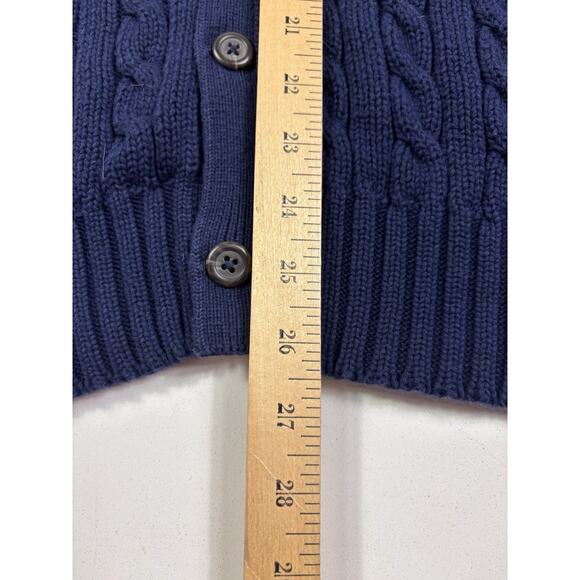 Vintage Y2K Polo Ralph Lauren Cardigan Sweater Blue Cable Knit Sz XL - Picture 6 of 6